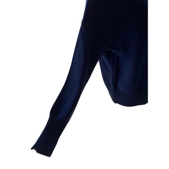 Chunky Knit Navy Long Sleeve Crew Neck Women's Sweater Size L - Picture 2 of 7